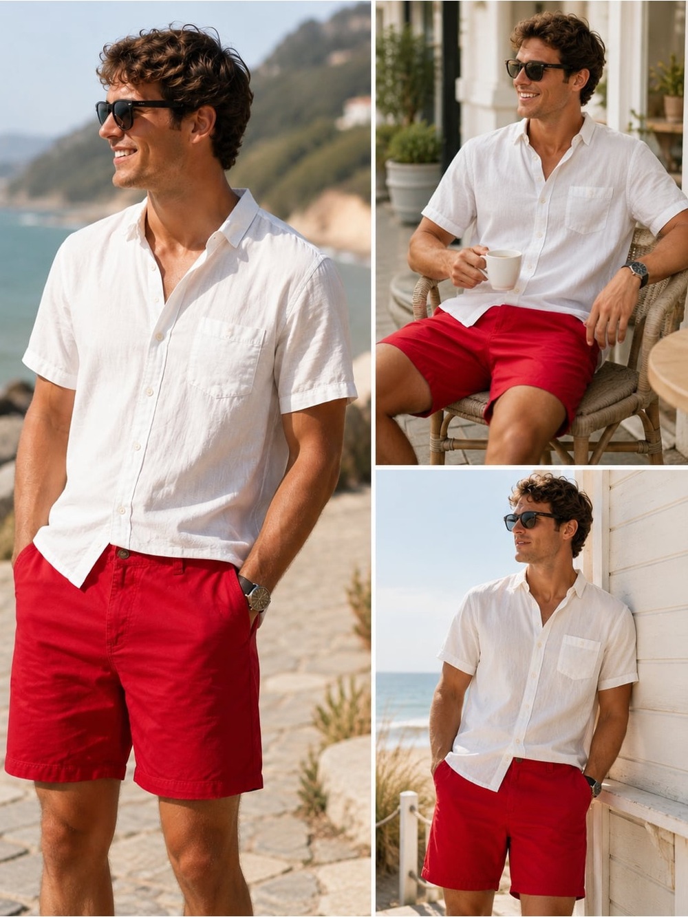 Chaps Men's Bright Red Flat-Front Casual Shorts size 38